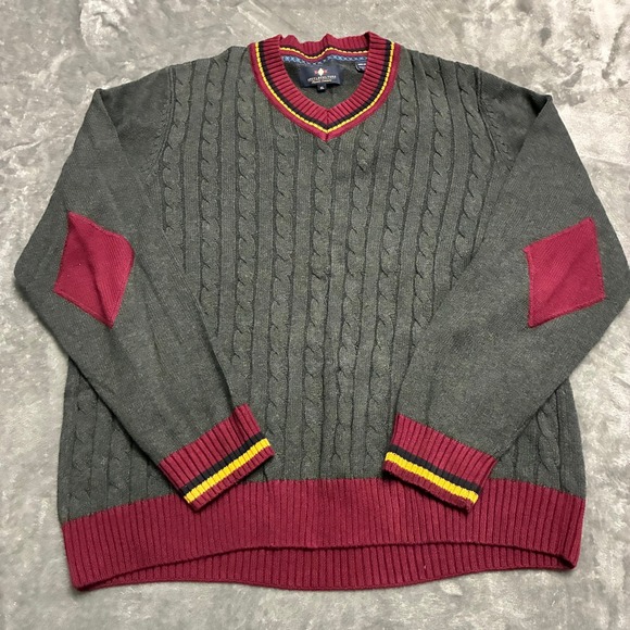 Argyleculture Russell Simmons Mens Cable Knit V‎ Neck Sweater XL Gray - Picture 2 of 8